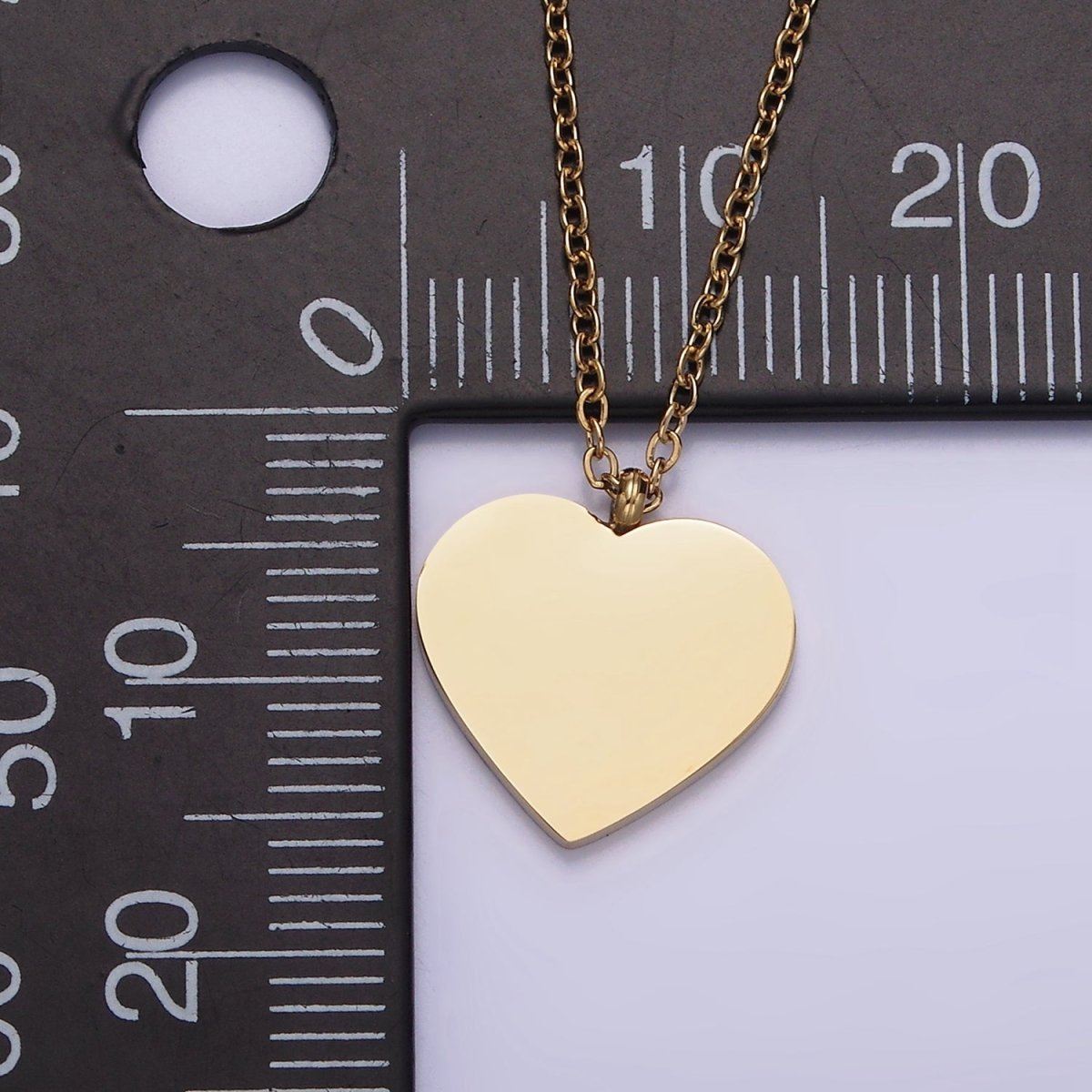 Stainless Steel 13.5mm Minimalist Heart Charm Cable 17 Inch Chain Necklace | WA-2058 Clearance Pricing - DLUXCA