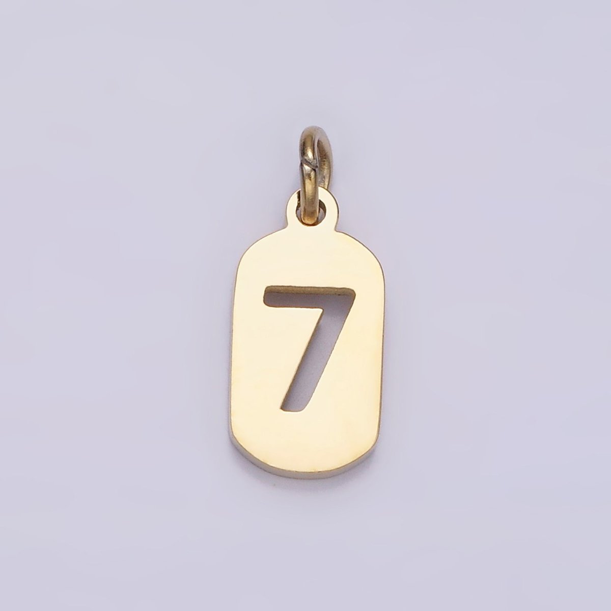 Stainless Steel 13.5mm Number 0-9 Open Script Mini Tag Add-On Gold Charm P-591~P-600 - DLUXCA
