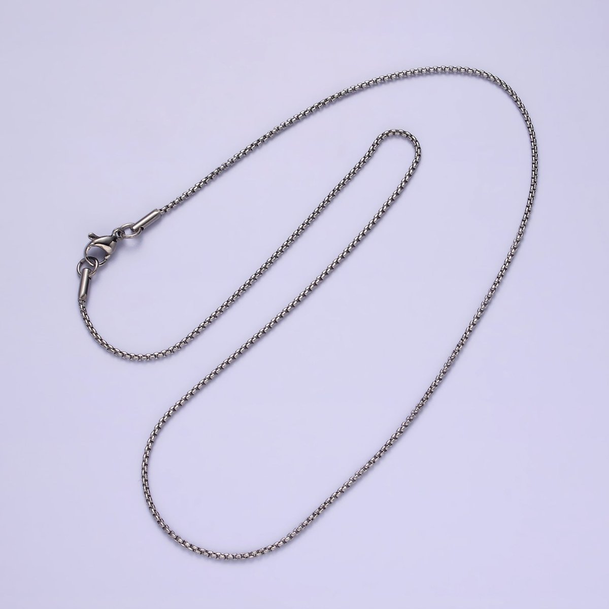 Stainless Steel 1.3mm Dainty Boston Box 18 Inch Layering Chain Necklace | WA-2106 Clearance Pricing - DLUXCA