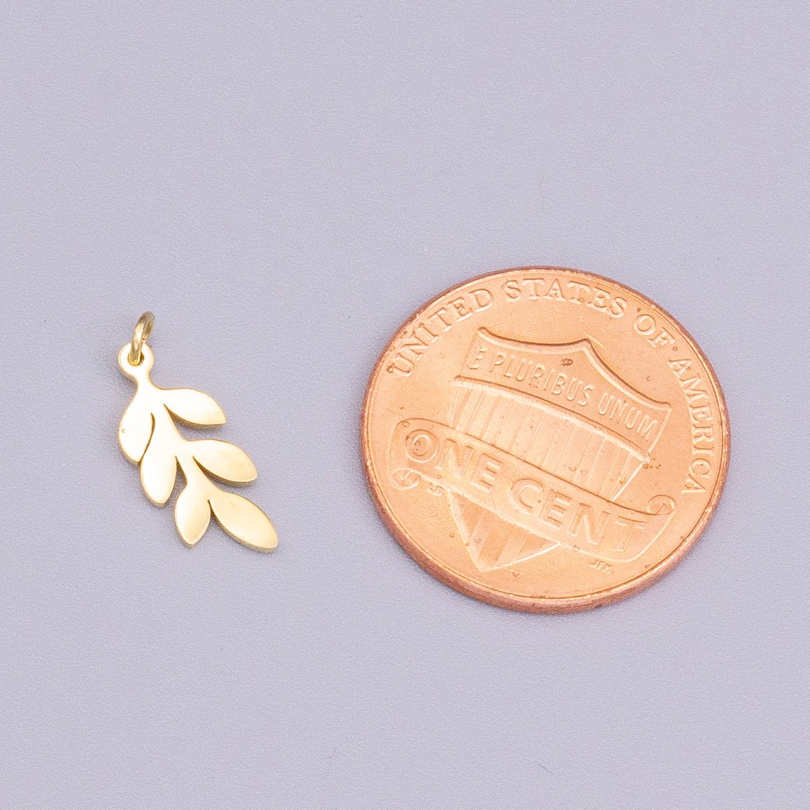 Stainless Steel 13mm Olive Foliage Leaf Nature Charm in Gold & Silver | P-916 - DLUXCA