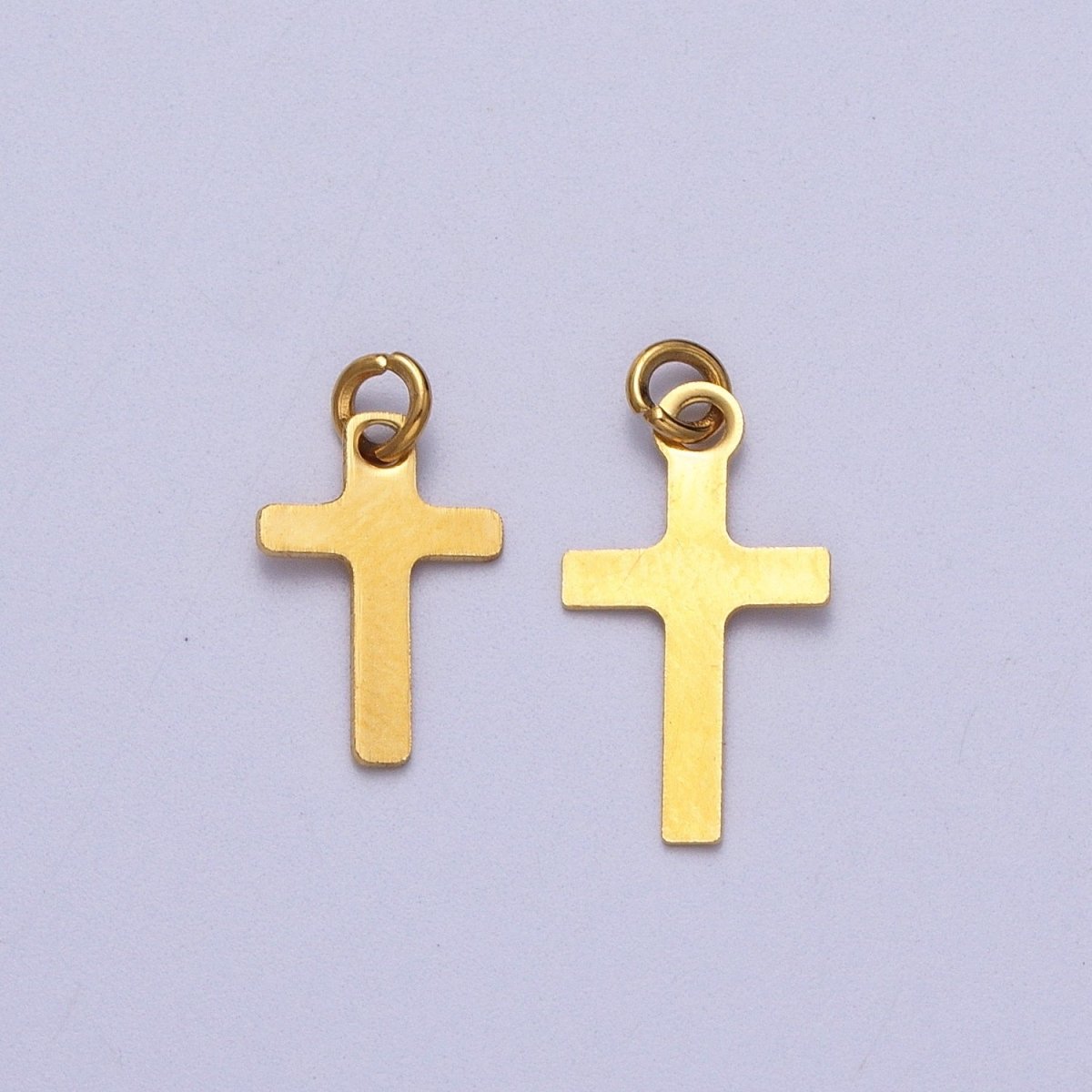 Stainless Steel 14.5mm, 18.8mm Gold Religious Cross Minimalist Charm | C-392 C-393 - DLUXCA