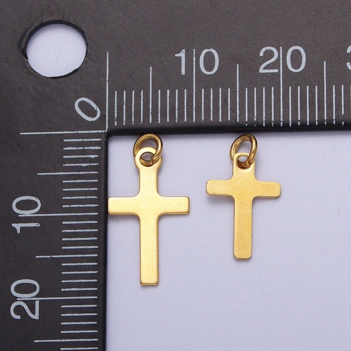 Stainless Steel 14.5mm, 18.8mm Gold Religious Cross Minimalist Charm | C-392 C-393 - DLUXCA