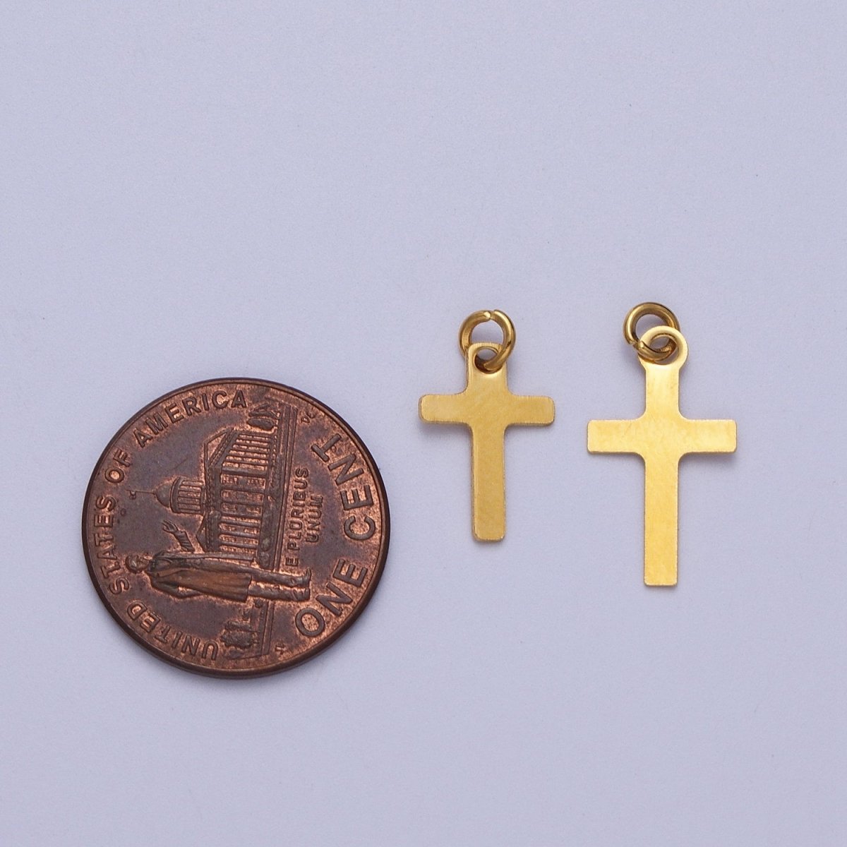 Stainless Steel 14.5mm, 18.8mm Gold Religious Cross Minimalist Charm | C-392 C-393 - DLUXCA