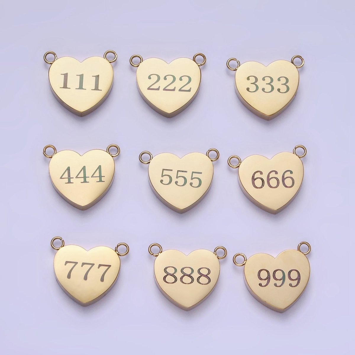 Stainless Steel 14K Gold Filled Angel Number Numerology Engraved Heart Connector P-541~ P-549 - DLUXCA
