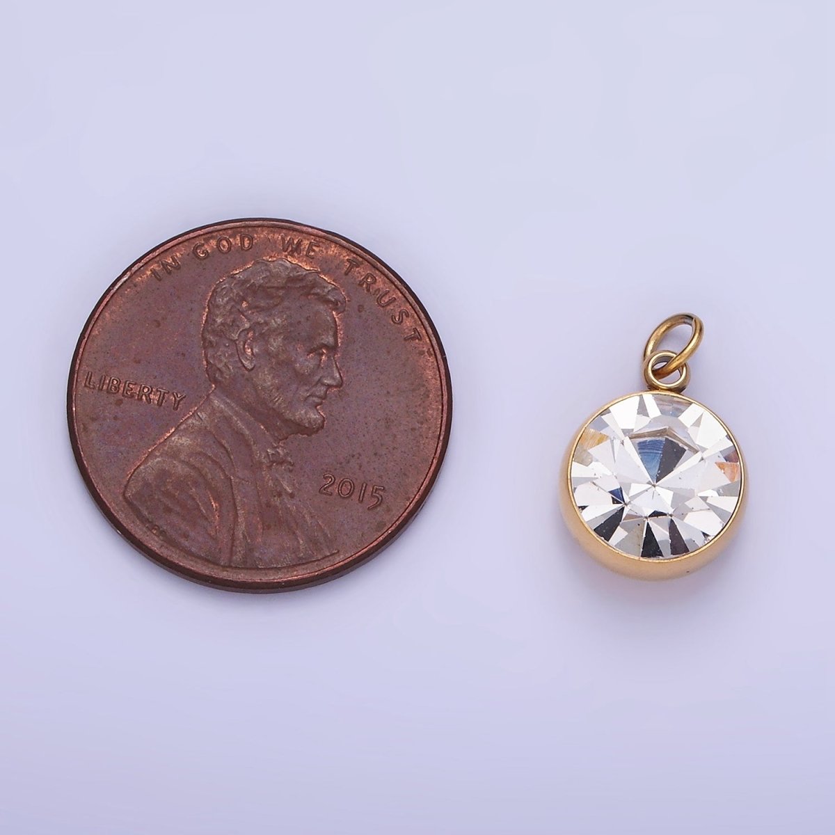 Stainless Steel 14mm Clear CZ Round Mini Add-On Charm | P939 - DLUXCA