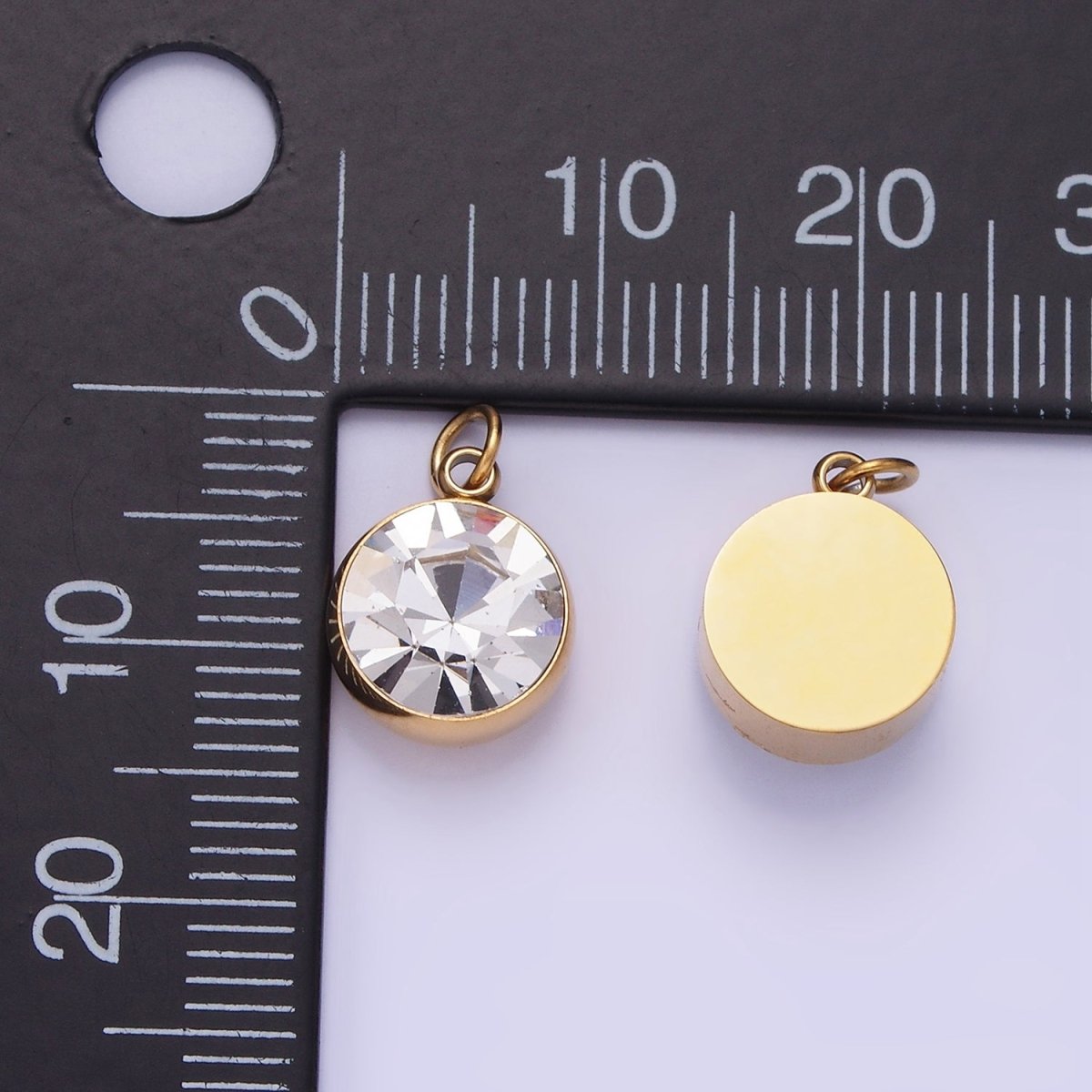 Stainless Steel 14mm Clear CZ Round Mini Add-On Charm | P939 - DLUXCA