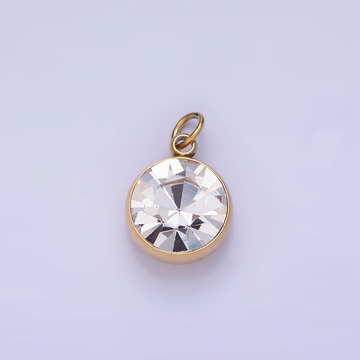 Stainless Steel 14mm Clear CZ Round Mini Add-On Charm | P939 - DLUXCA