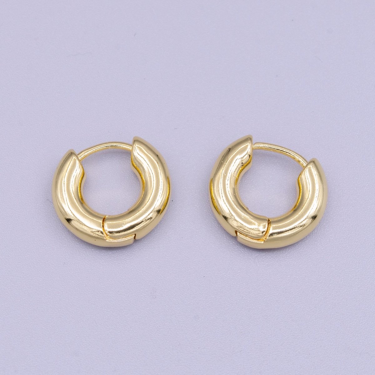 Stainless Steel 14mm Gold Chubby Minimalist Huggie Earrings | AD1405 - DLUXCA