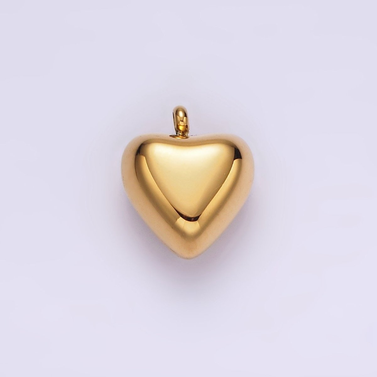 Stainless Steel 14mm Puffed Heart Minimalist Charm in Gold & Silver | P1257 P1258 - DLUXCA