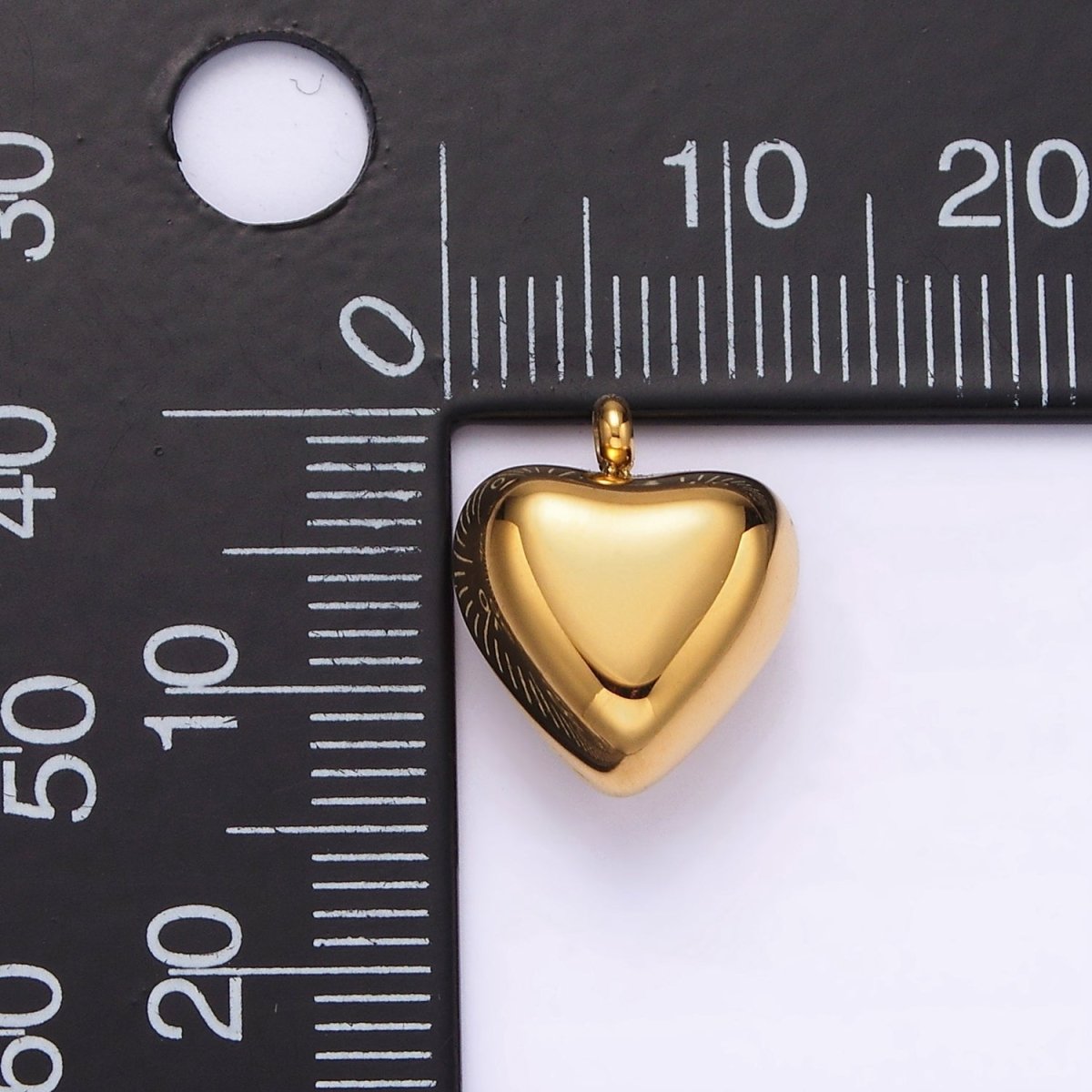 Stainless Steel 14mm Puffed Heart Minimalist Charm in Gold & Silver | P1257 P1258 - DLUXCA