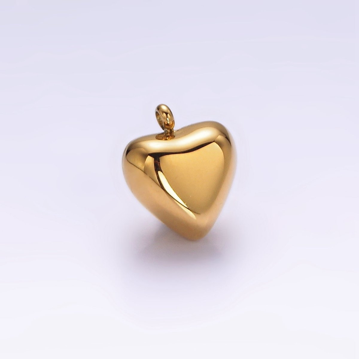 Stainless Steel 14mm Puffed Heart Minimalist Charm in Gold & Silver | P1257 P1258 - DLUXCA