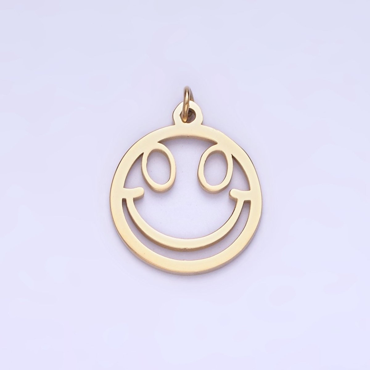 Stainless Steel 15mm, 11mm Smiley Face Open Round Charm | P937 - DLUXCA