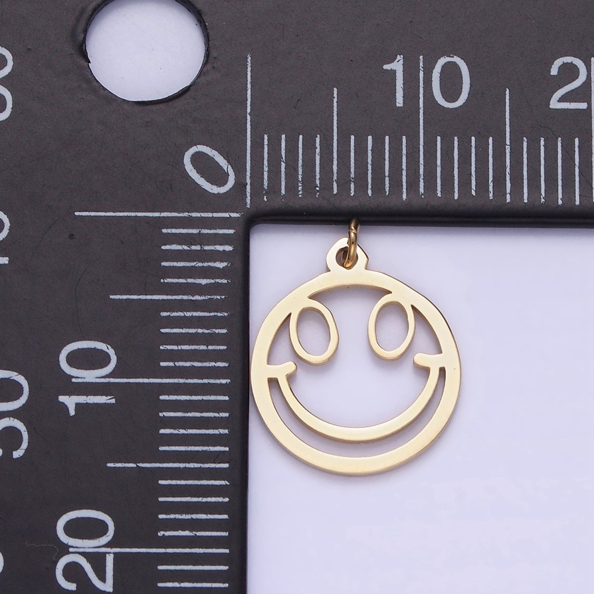 Stainless Steel 15mm, 11mm Smiley Face Open Round Charm | P937 - DLUXCA