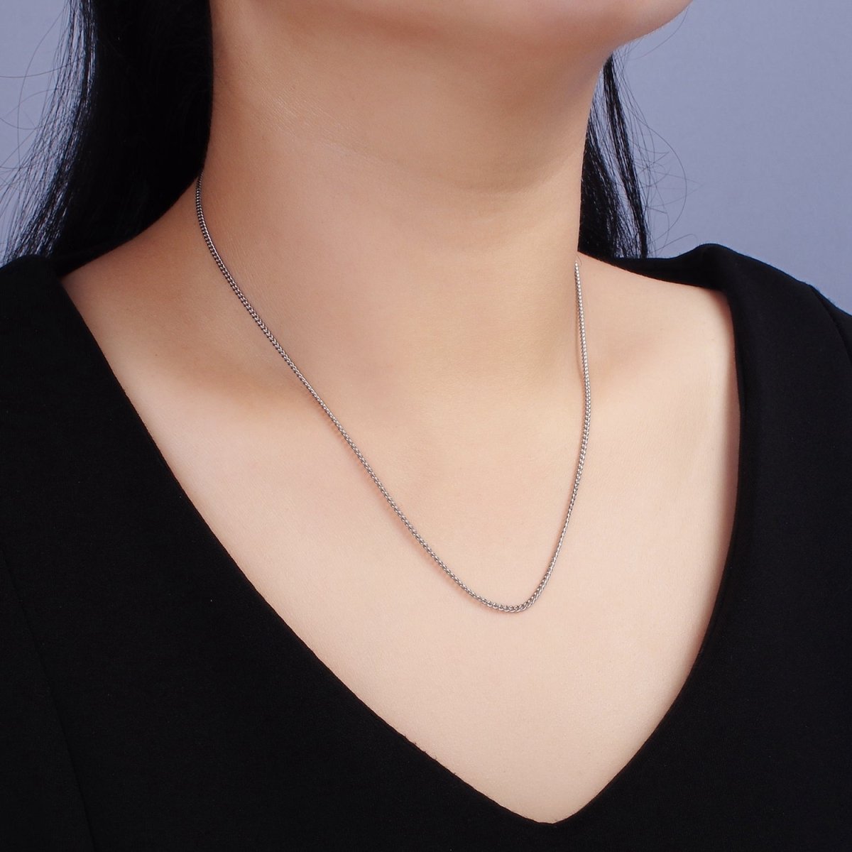 Stainless Steel 1.5mm Curb Chain 18 Inch Layering Necklace | WA-2274 Clearance Pricing - DLUXCA
