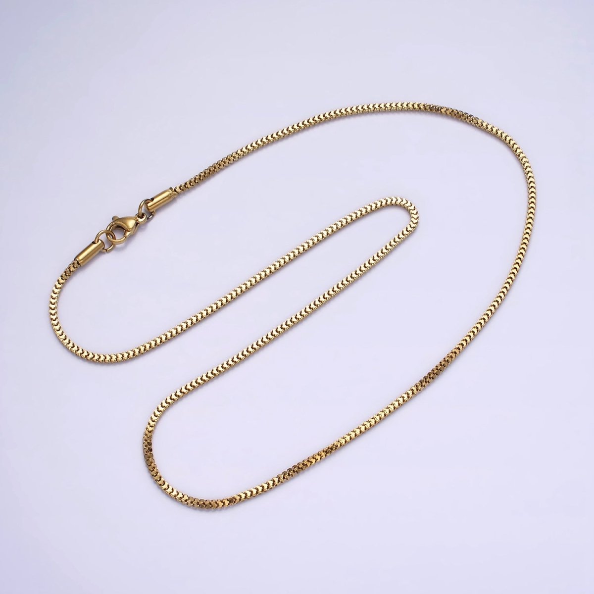Stainless Steel 1.5mm Dainty Cocoon Snake Wheat Chain 18 Inch Layering Necklace | WA-2020 Clearance Pricing - DLUXCA