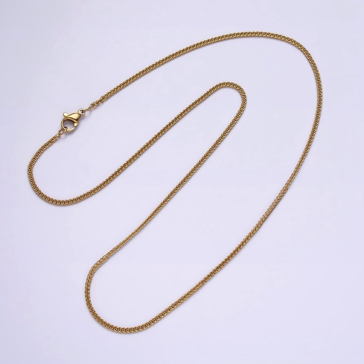Stainless Steel 1.5mm Dainty Curb Wheat Chain 18 Inch Layering Necklace | WA-2000 Clearance Pricing - DLUXCA