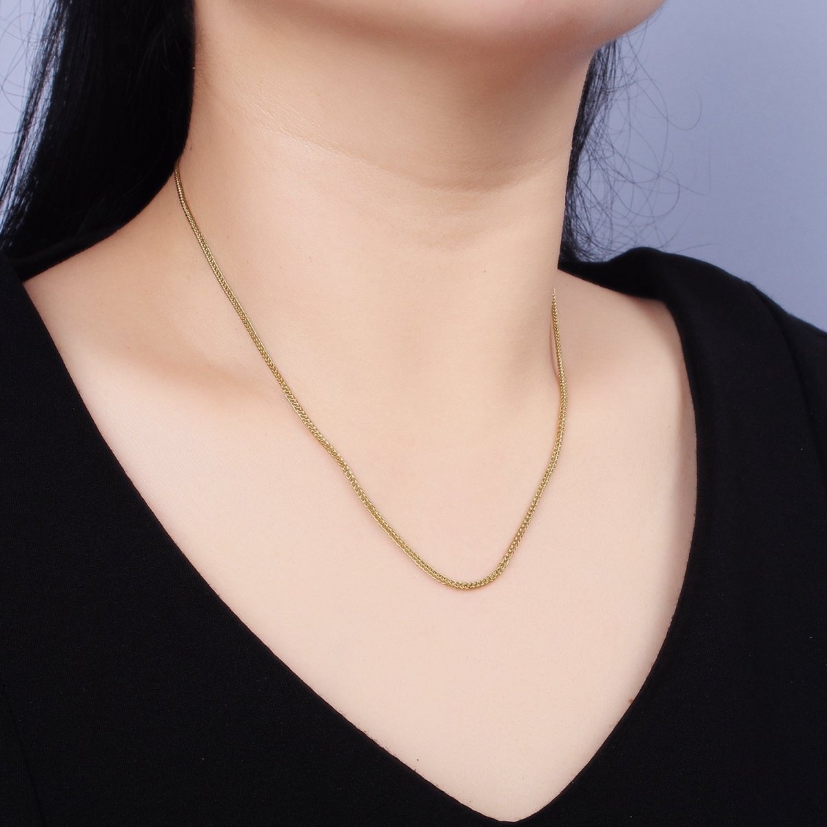 Stainless Steel 1.5mm Dainty Curb Wheat Chain 18 Inch Layering Necklace | WA-2000 Clearance Pricing - DLUXCA