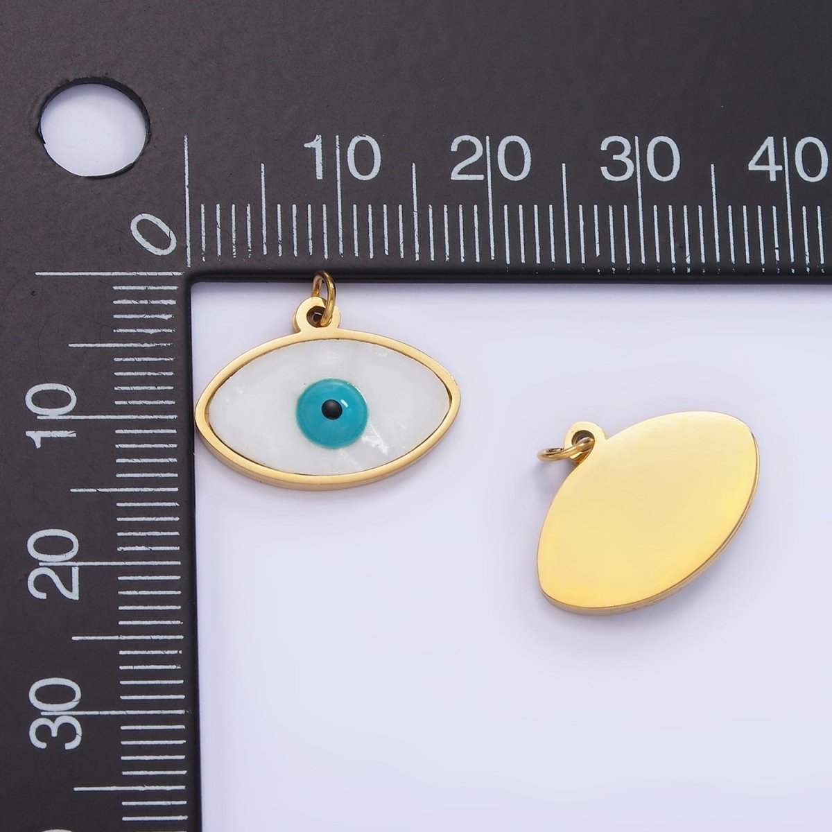 Stainless Steel 15mm Evil Eye Bezel Charm | P980