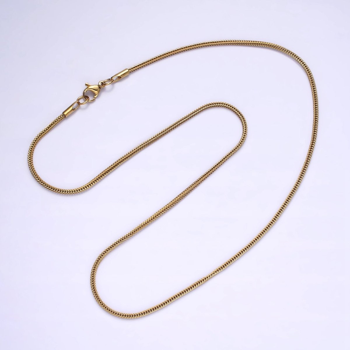 Stainless Steel 1.5mm Fox Tail Cocoon Snake Wheat Minimalist 18 Inch Layering Chain Necklace | WA-2019 Clearance Pricing - DLUXCA