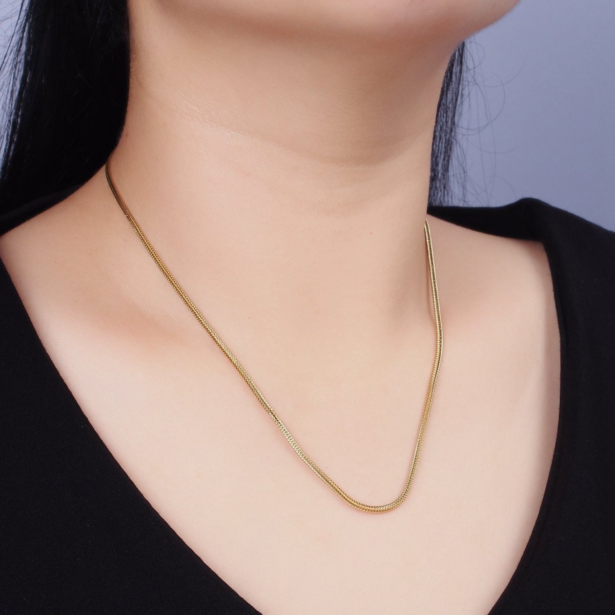 Stainless Steel 1.5mm Fox Tail Cocoon Snake Wheat Minimalist 18 Inch Layering Chain Necklace | WA-2019 Clearance Pricing - DLUXCA