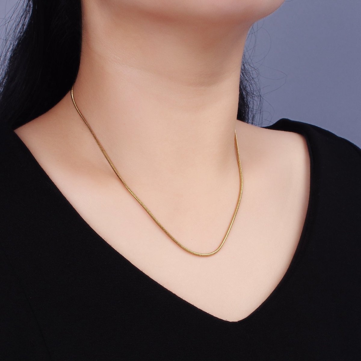 Stainless Steel 1.5mm Omega Cocoon 18 Inch, 20 Inch Layering Chain Necklace | WA-2304 WA-2305 Clearance Pricing - DLUXCA