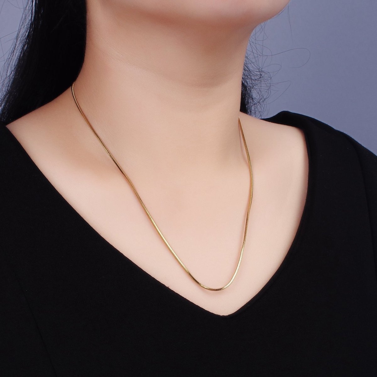 Stainless Steel 1.5mm Snake 18 Inch, 20 Inch Gold Layering Chain Necklace | WA-2310 WA-2311 Clearance Pricing - DLUXCA