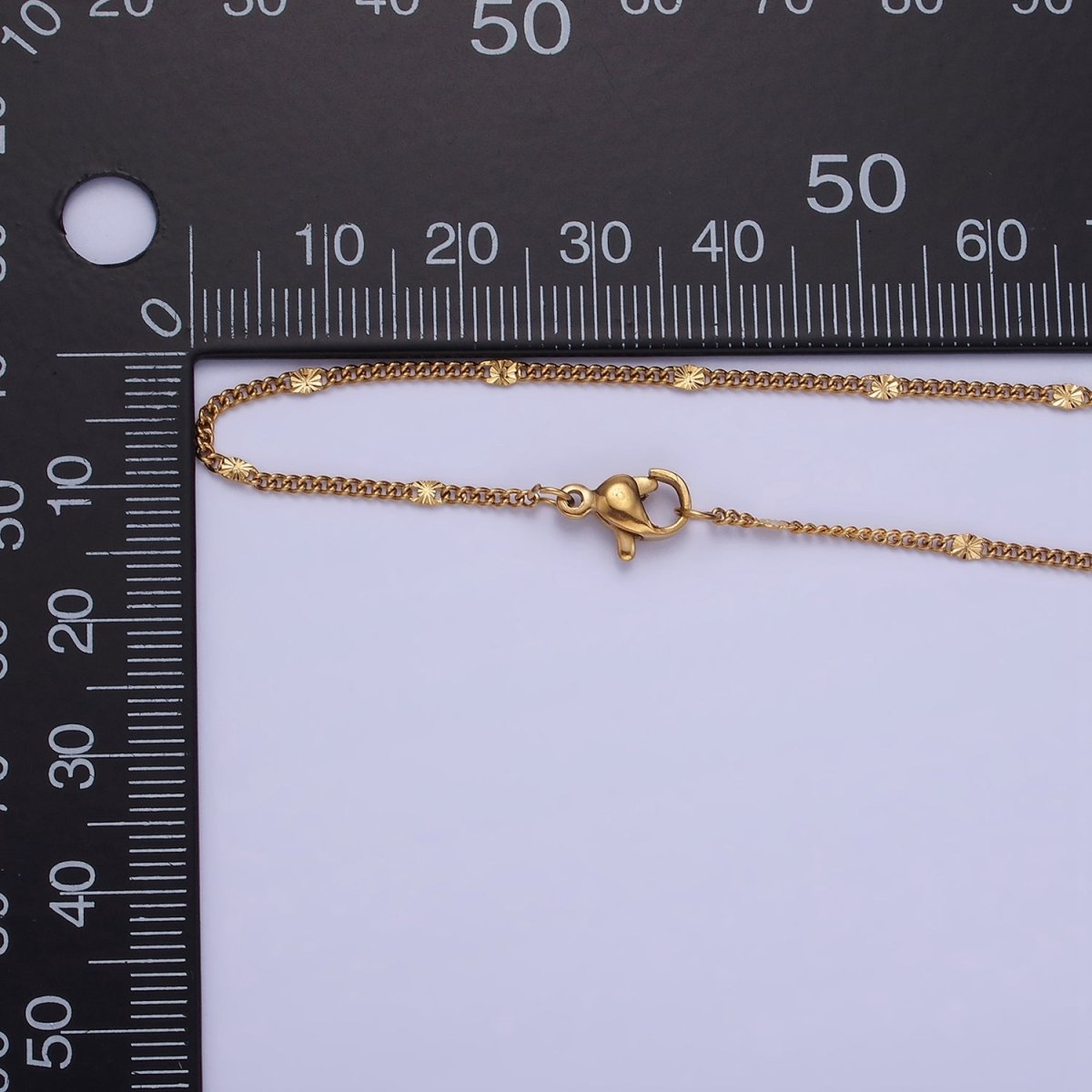 Stainless Steel 1.5mm Sunburst Curb Chain 18 Inch Necklace | WA-2458 - DLUXCA