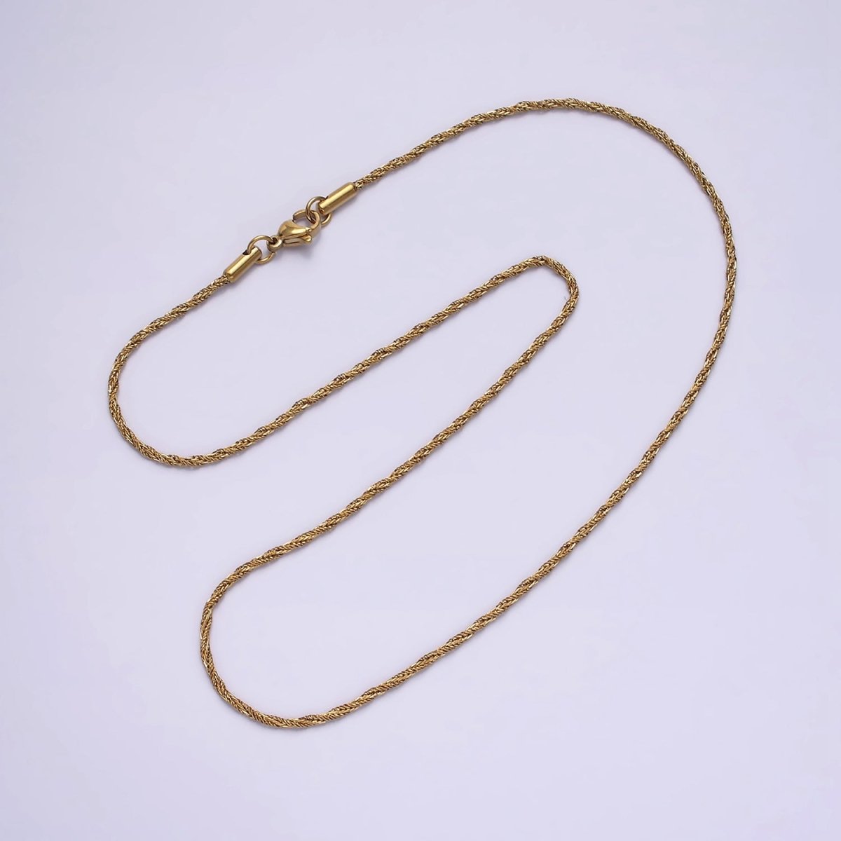 Stainless Steel 1.5mm Twisted Rope 18 Inch Layering Chain Necklace | WA-1999 Clearance Pricing - DLUXCA