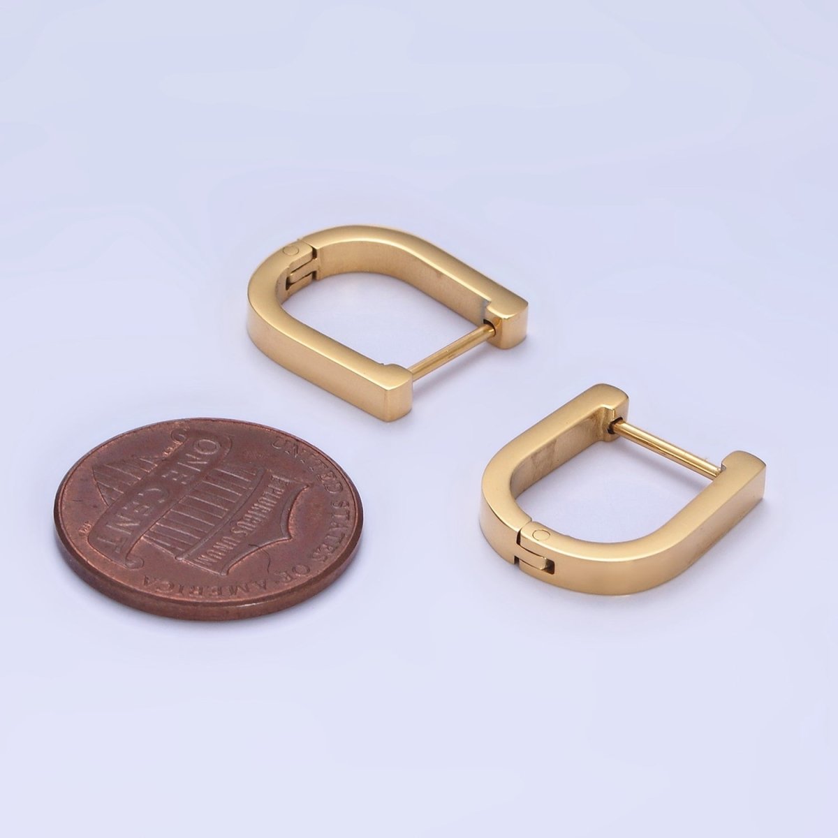 Stainless Steel 15mm U-Shaped Hoop Earrings in Gold & Silver | AB1398 AB1399 - DLUXCA