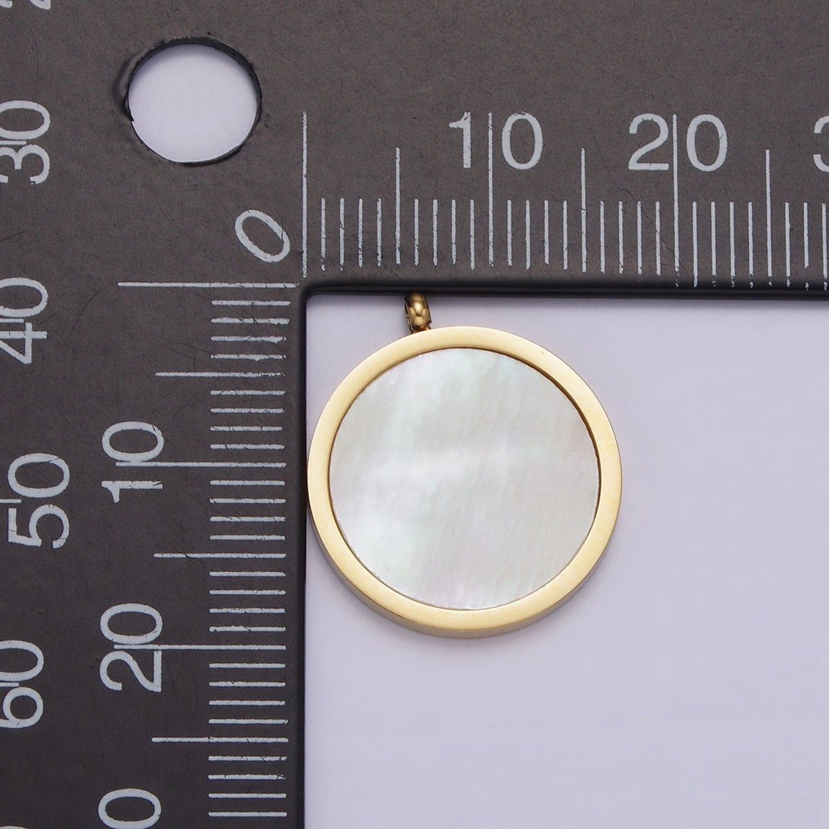 Stainless Steel 16.6mm Shell Pearl Bezel Minimalist Charm | P1245 - DLUXCA