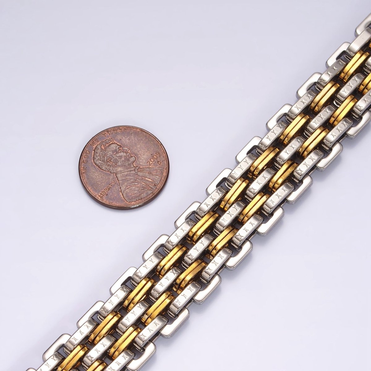 Stainless Steel 16mm Mixed Metal Designed Multiple Chain Link Men's Statement 9 Inch Bracelet | WA-2254 Clearance Pricing - DLUXCA