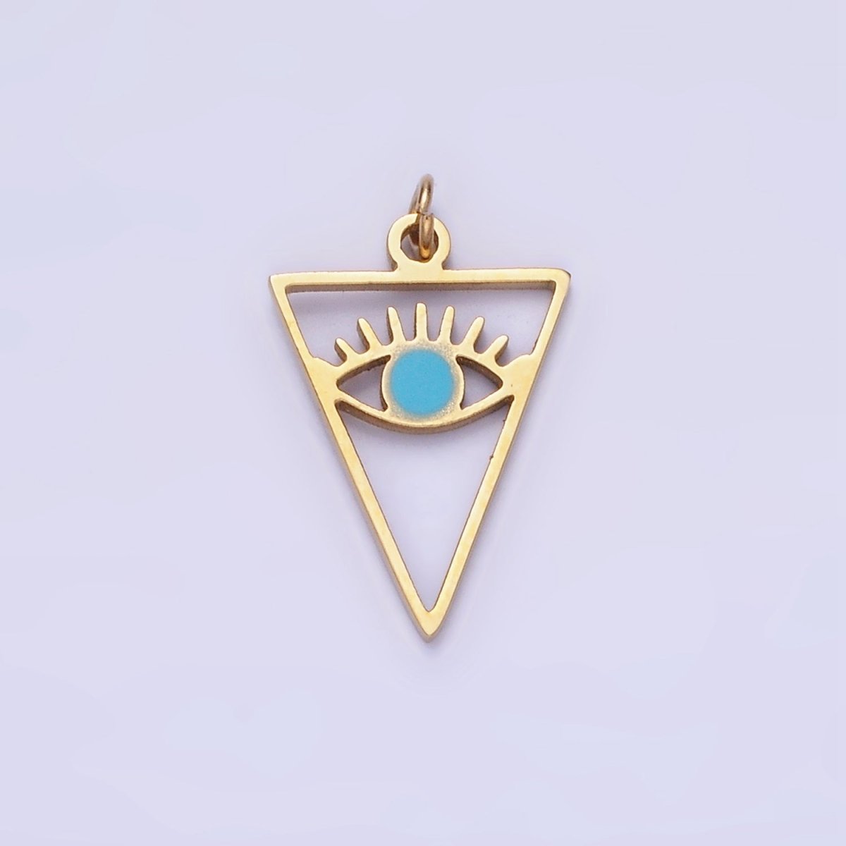 Stainless Steel 16mm Triangle Evil Eye Charm for Amulet Minimalist Charm | P936 - DLUXCA