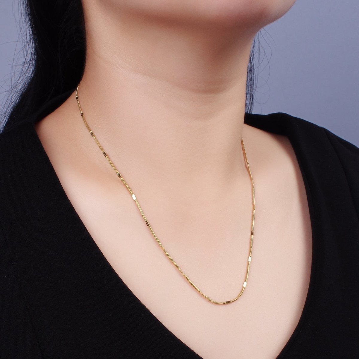 Stainless Steel 1.7mm Edged Flat Snake Chain 19.5 Inch Necklace | WA-2367 - DLUXCA