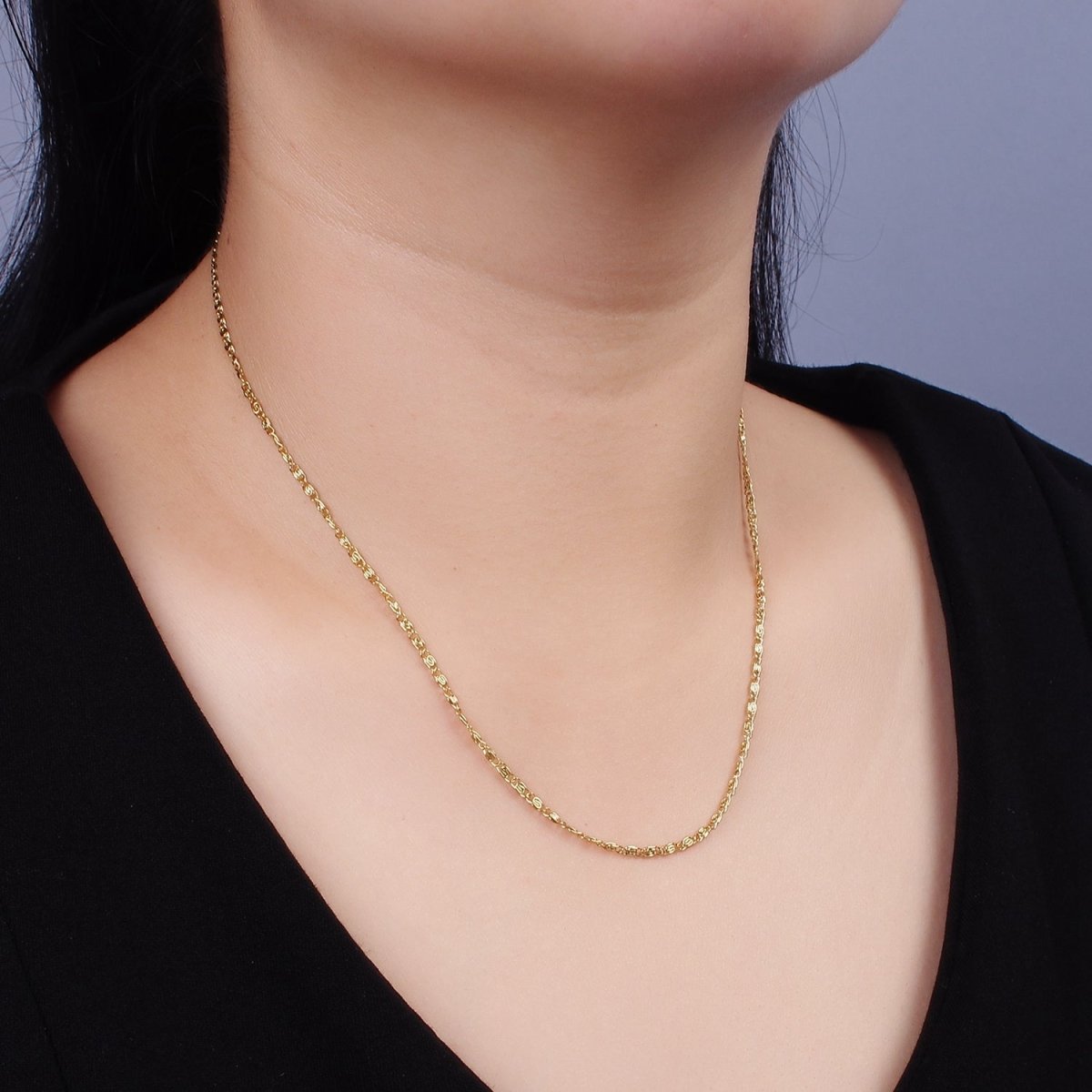 Stainless Steel 1.7mm Snail Scroll Chain 18 Inch Necklace | WA-2351 - DLUXCA