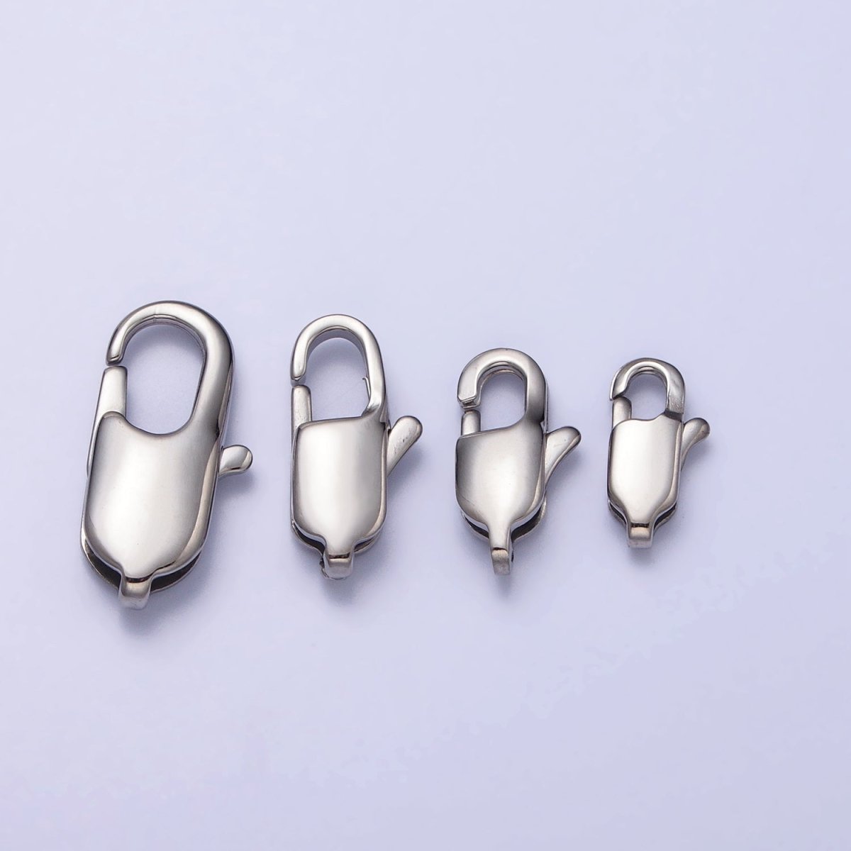 Stainless Steel 18mm, 15mm, 13mm, 11mm Lobster Clasps Silver Jewelry-Making Closure Supply | Z314 - Z317 - DLUXCA