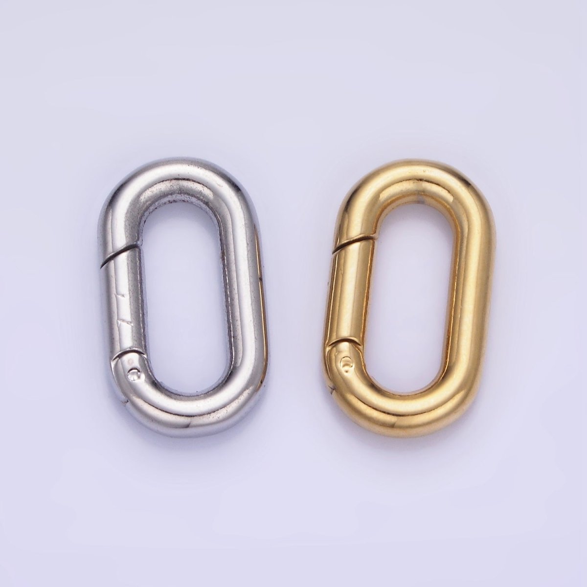 Stainless Steel 18mm Oblong Spring Gate Closure Finding in Gold & Silver | Z690 - DLUXCA