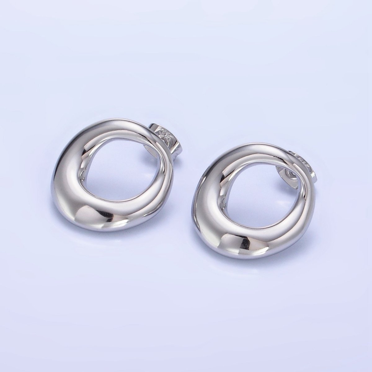 Stainless Steel 18mm Open Circular Band Stud Earrings in Gold & Silver | AB1368 AB1369 - DLUXCA