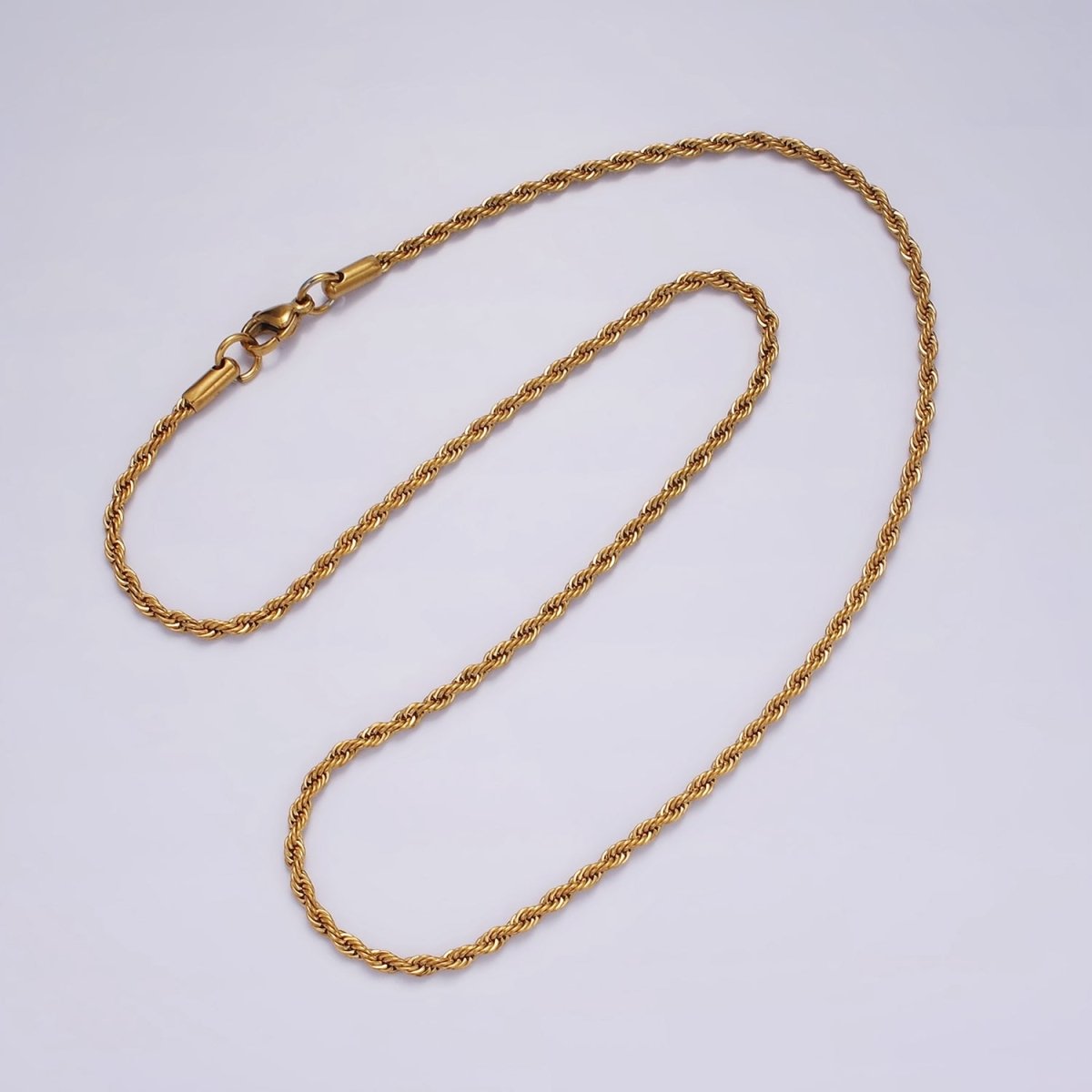 Stainless Steel 1.8mm Rope Chain 18 Inches Necklace in Gold & Silver | WA-2338 WA-2339 - DLUXCA