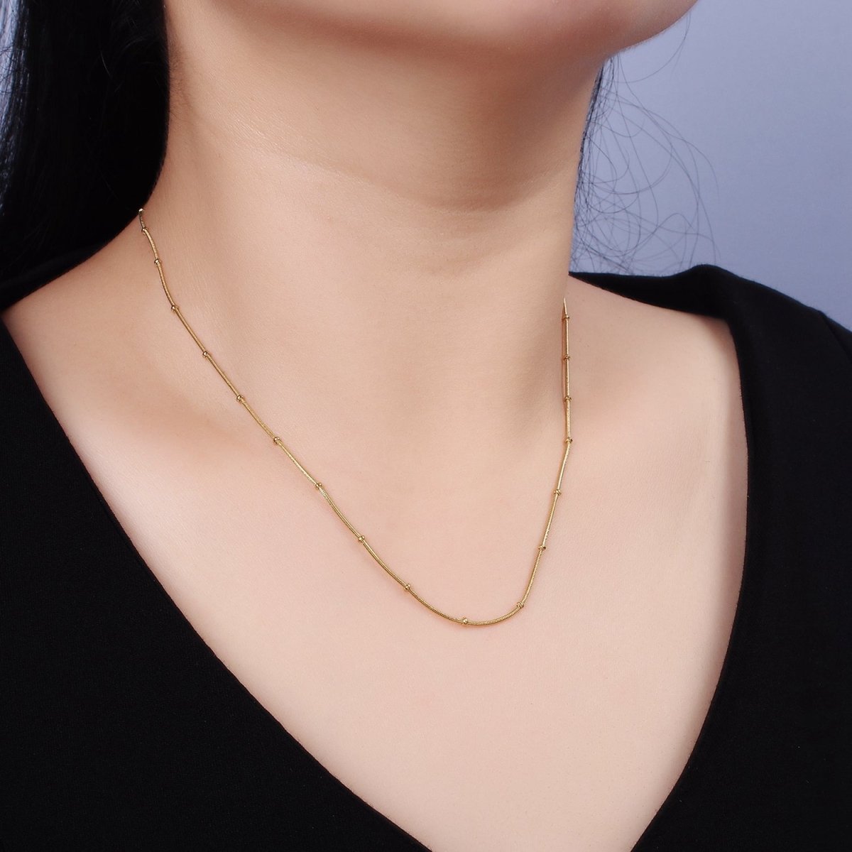 Stainless Steel 1.8mm Satellite Snake 18 Inch Layering Chain Necklace | WA-2006 Clearance Pricing - DLUXCA