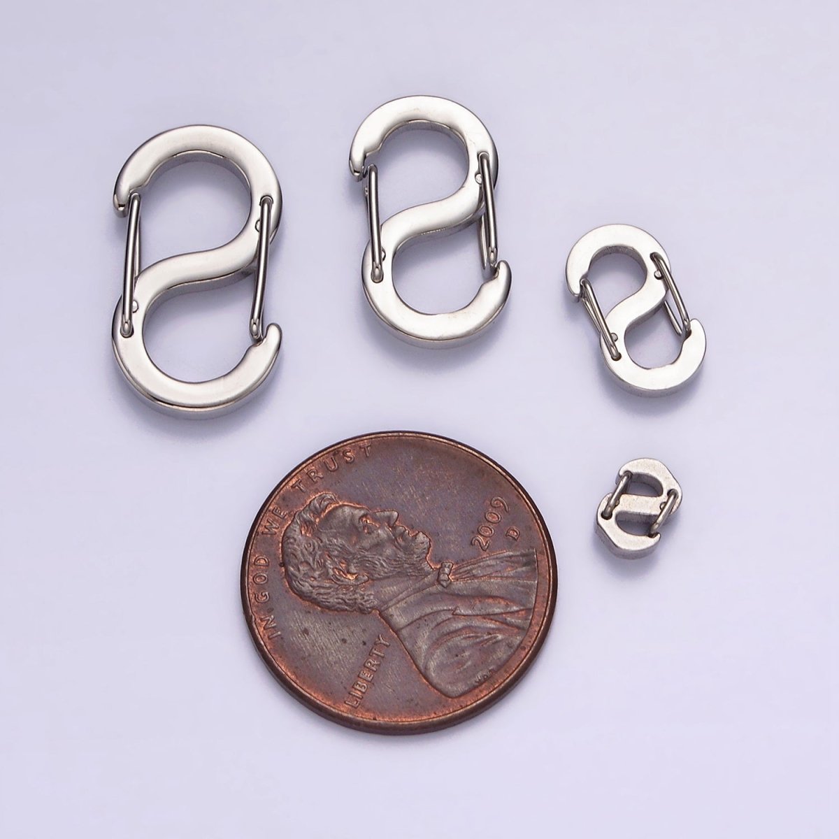 Stainless Steel 19mm, 16.5mm, 11mm, 5.5mm S-Shaped Snap Hook Carabiner Jewelry Findings | Z552 - Z555 - DLUXCA