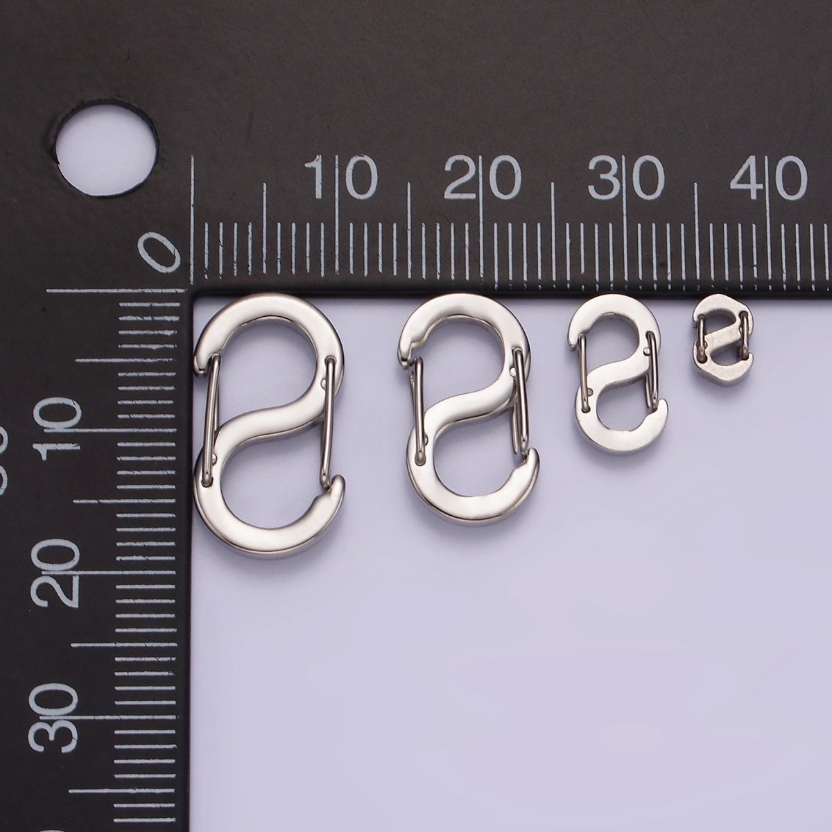 Stainless Steel 19mm, 16.5mm, 11mm, 5.5mm S-Shaped Snap Hook Carabiner Jewelry Findings | Z552 - Z555 - DLUXCA