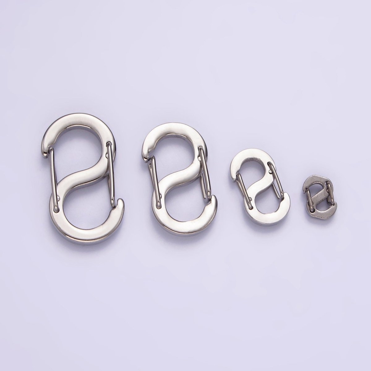 Stainless Steel 19mm, 16.5mm, 11mm, 5.5mm S-Shaped Snap Hook Carabiner Jewelry Findings | Z552 - Z555 - DLUXCA