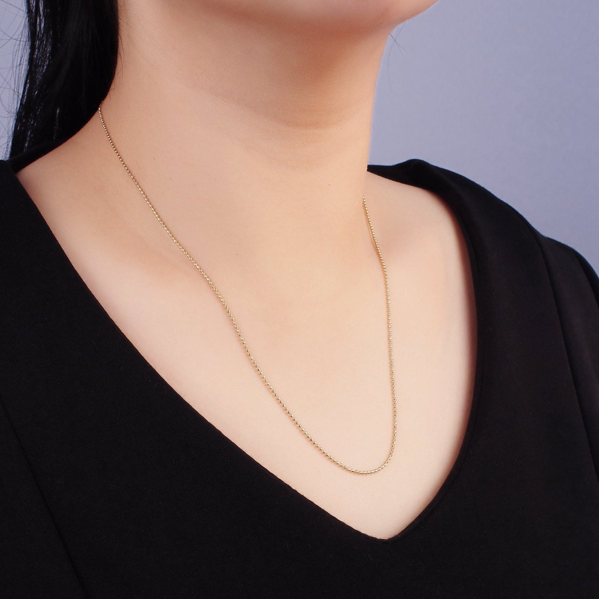 Stainless Steel 1mm Bead 21 Inch Layering Necklace | WA-2416 - DLUXCA