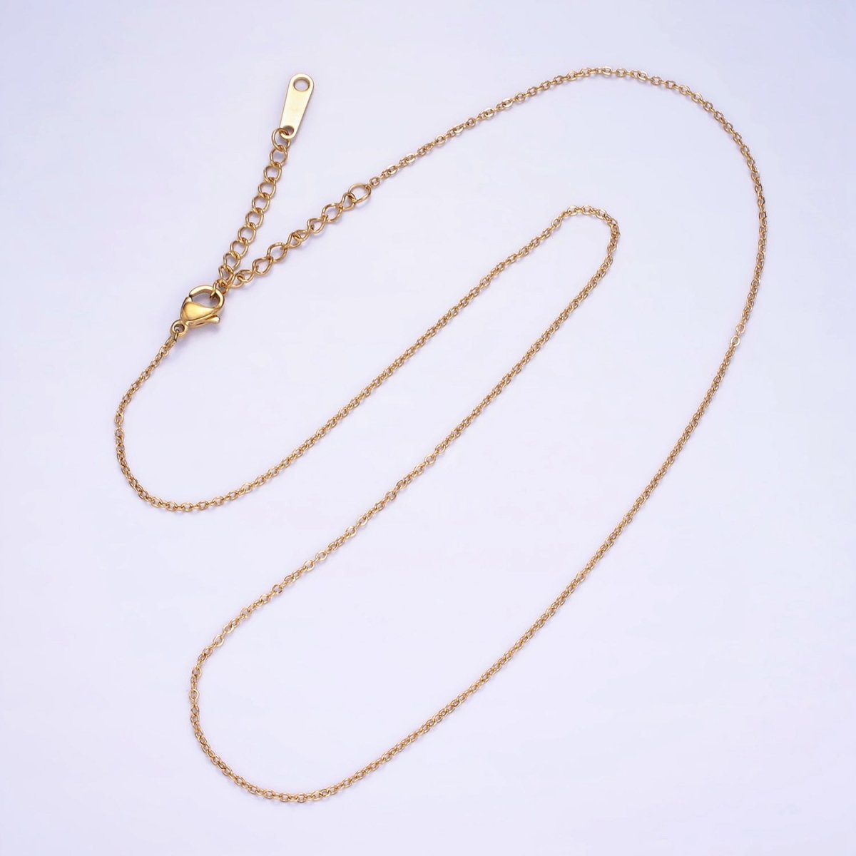 Stainless Steel 1mm Cable 16 Inch Choker Necklace w. Extender | WA-2418 - DLUXCA