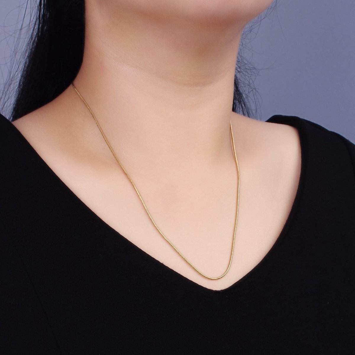 Stainless Steel 1mm Dainty Cocoon Snake 20 Inch Layering Chain Necklace | WA-2303 Clearance Pricing - DLUXCA