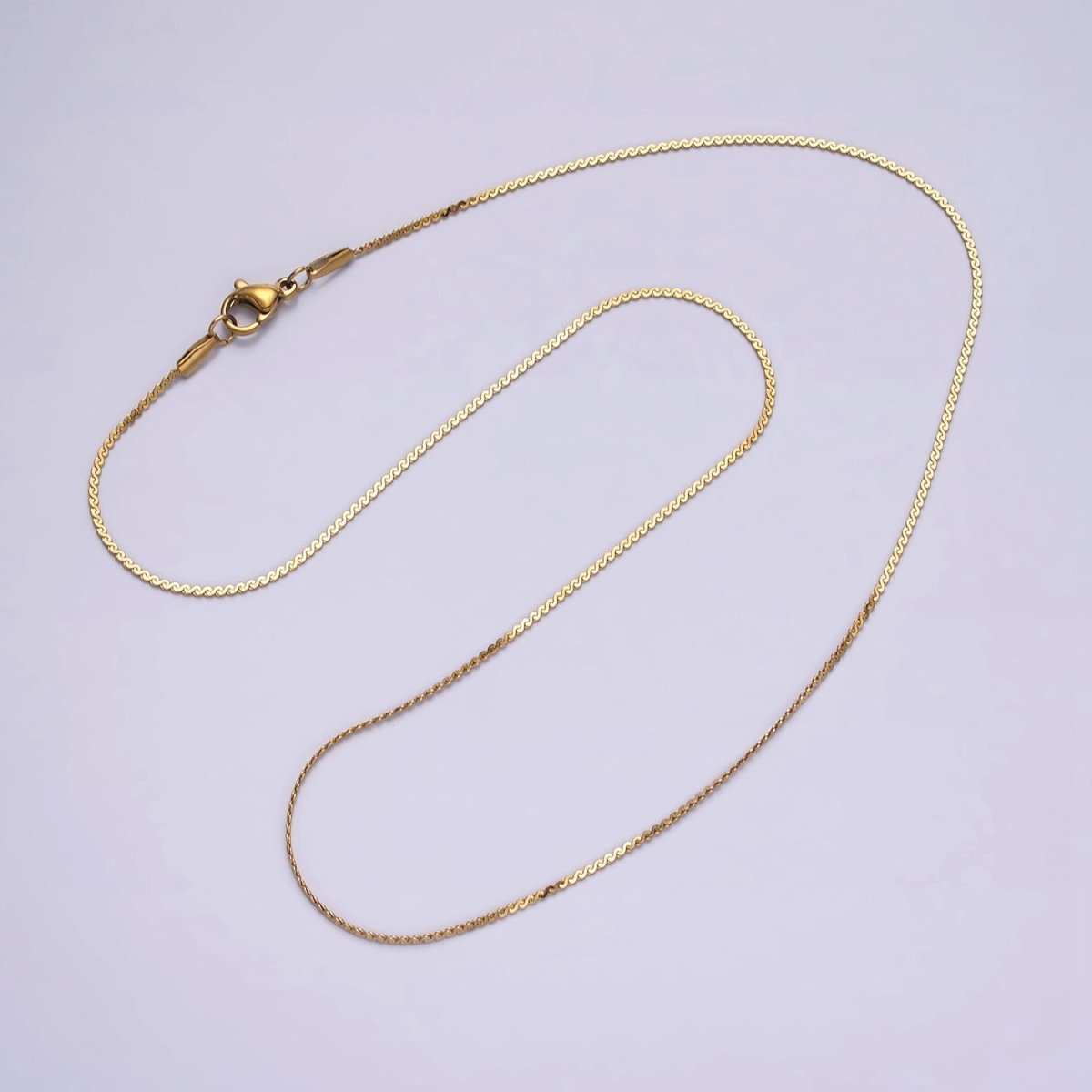 Stainless Steel 1mm Dainty Nugget Serpentine Tinsel 18 Inch Layering Chain Necklace | WA-2022 Clearance Pricing - DLUXCA