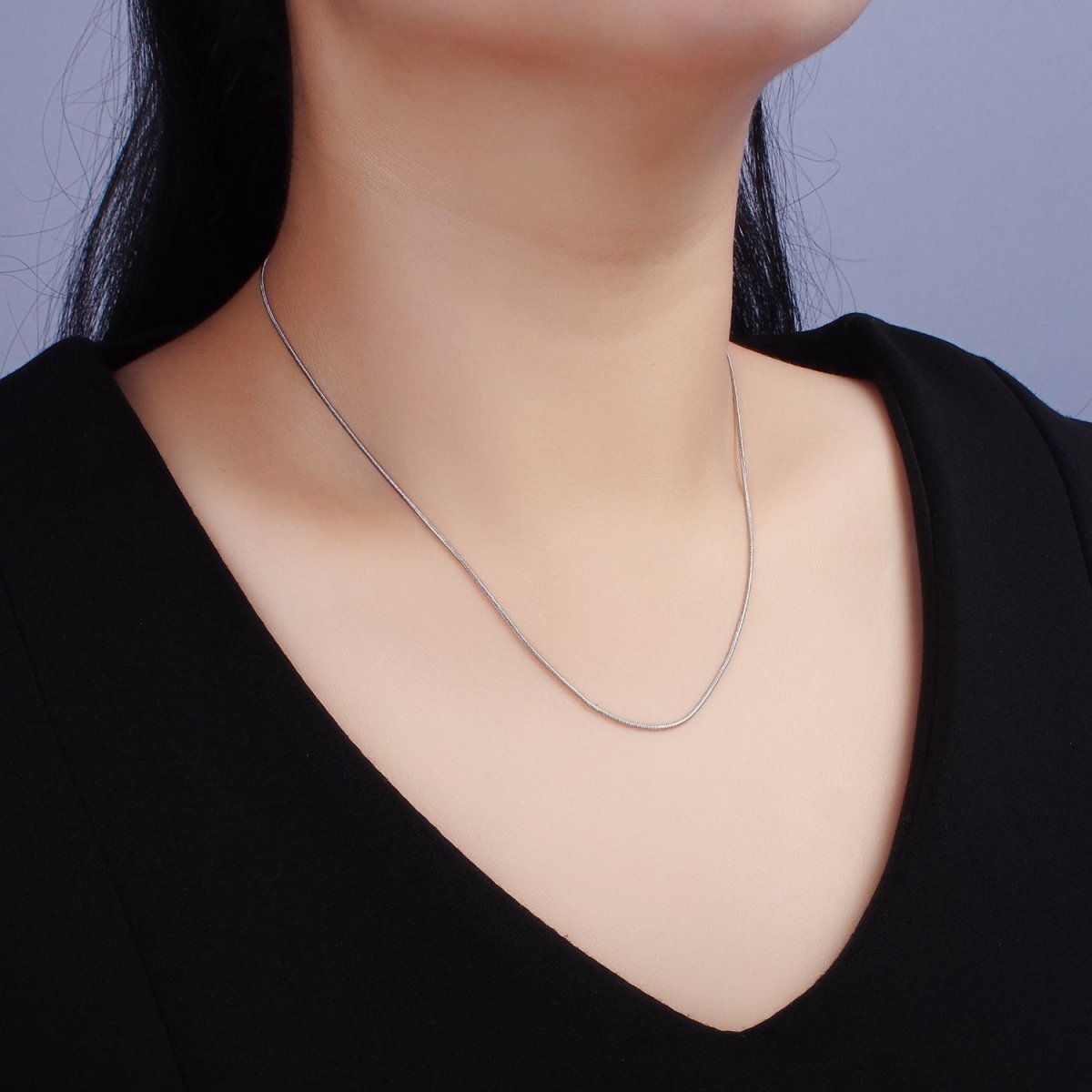 Stainless Steel 1mm Dainty Omega 18 Inch Layering Silver Chain Necklace | WA-2259 Clearance Pricing - DLUXCA