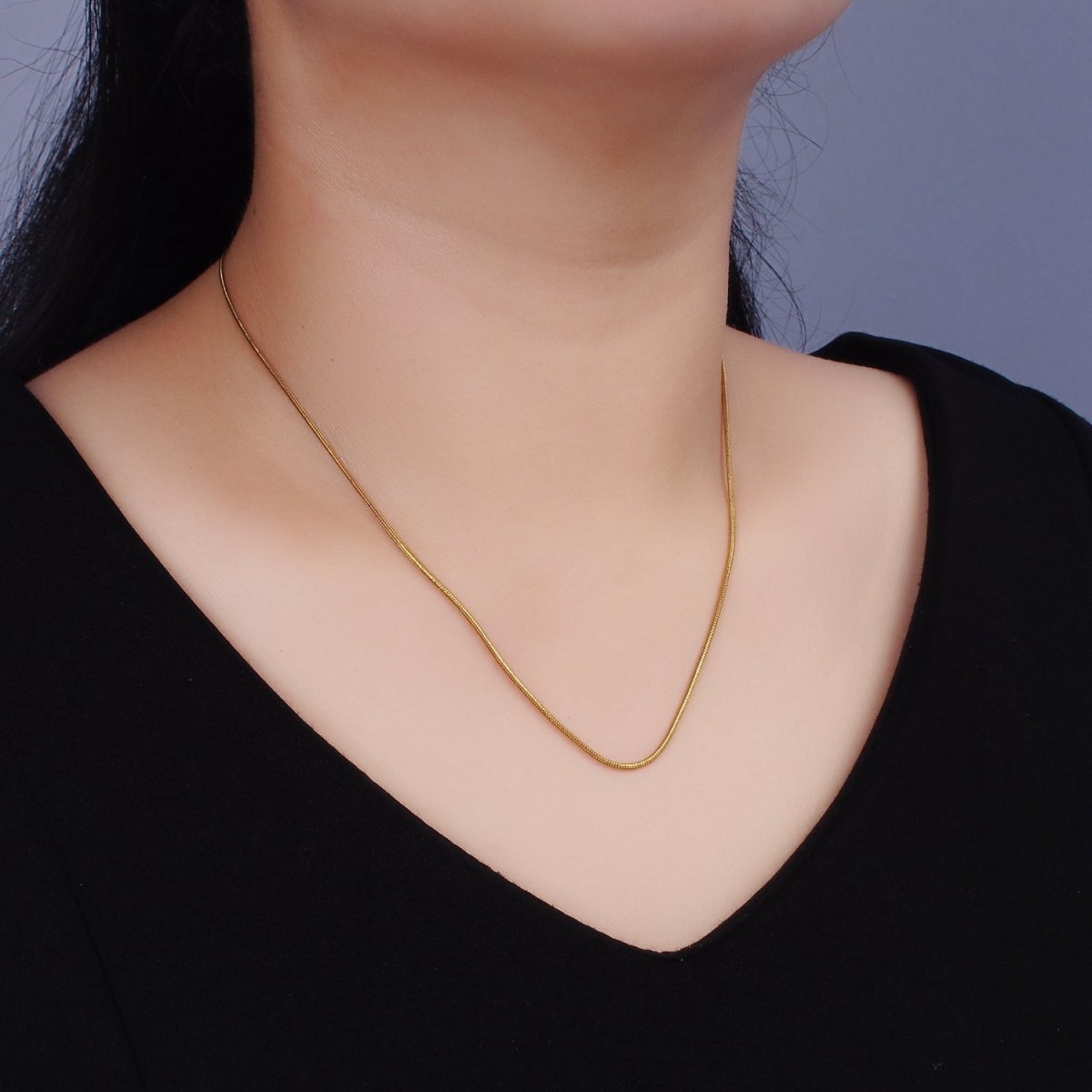 Stainless Steel 1mm Dainty Snake 18 Inch Layering Chain Necklace | WA-2302 Clearance Pricing - DLUXCA