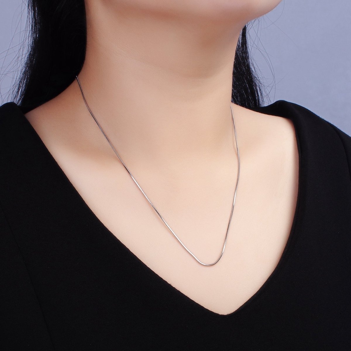 Stainless Steel 1mm Dainty Snake 20 Inch Layering Silver Chain Necklace | WA-2266 Clearance Pricing - DLUXCA