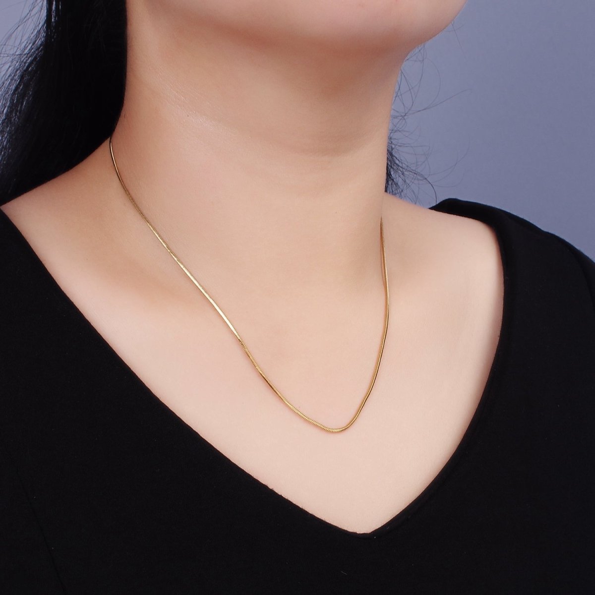 Stainless Steel 1mm Dainty Snake Cocoon 18 Inch Layering Gold Chain Necklace | WA-2308 WA-2309 Clearance Pricing - DLUXCA